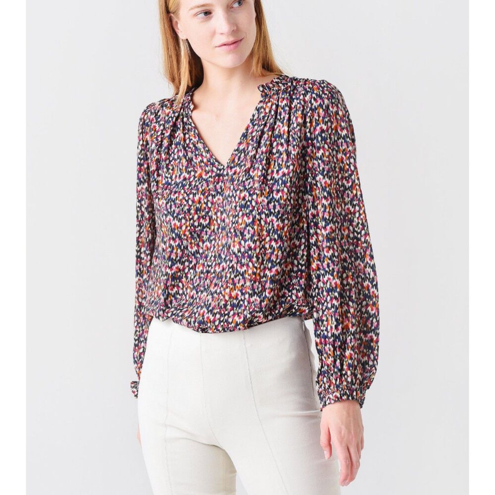 Velvet by Graham & Spencer Long Sleeve Split V-Neck Blouse XS